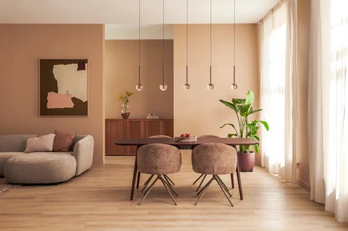 Lucide CALINA - Pendant light - LED Dim. - CCT - 5x8,2W 2200K/3300K - With replaceable LED module - Coffee - Premium - atmosphere 2